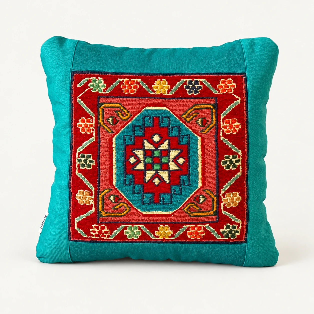 Teal kilim cushion